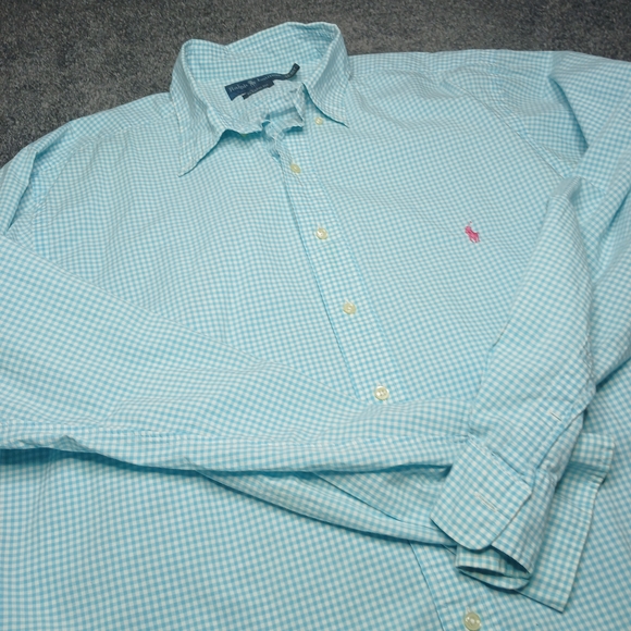 Ralph Lauren Classic Fit Gingham Button Down Shirt XLT Tall - Picture 8 of 13